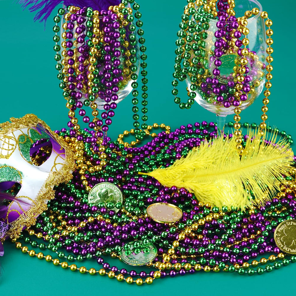SHAOQINLIN Mardi Gras beads packaging image-ready for bulk party favors.
