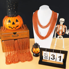 SHAOQINLIN orange bead necklace measures about 33 inches for flexible styling.
