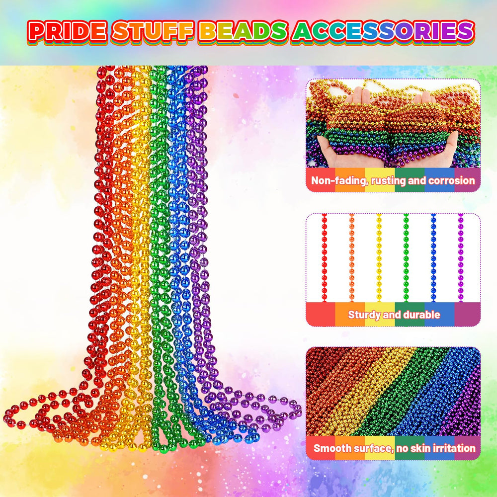 SHAOQINLIN Pride beads necklace gold, shimmering accessory for parties and photo-ready moments.