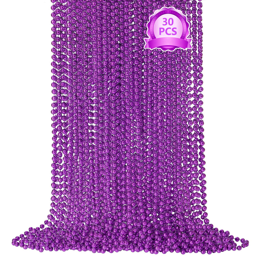 SHAOQINLIN purple Mardi Gras beads set of 30, ideal for lively parades.