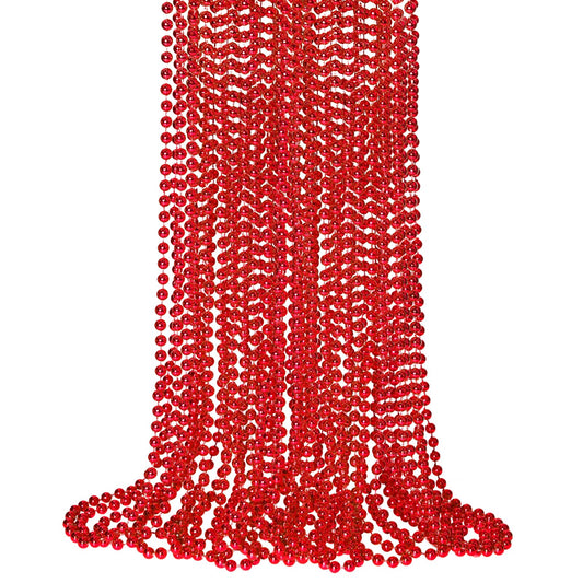 SHAOQINLIN red Mardi Gras beads pack showing festive 12 pieces, ideal for parties
