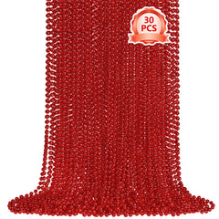 SHAOQINLIN red Mardi Gras beads necklace close-up, vibrant and lightweight for festive wear
