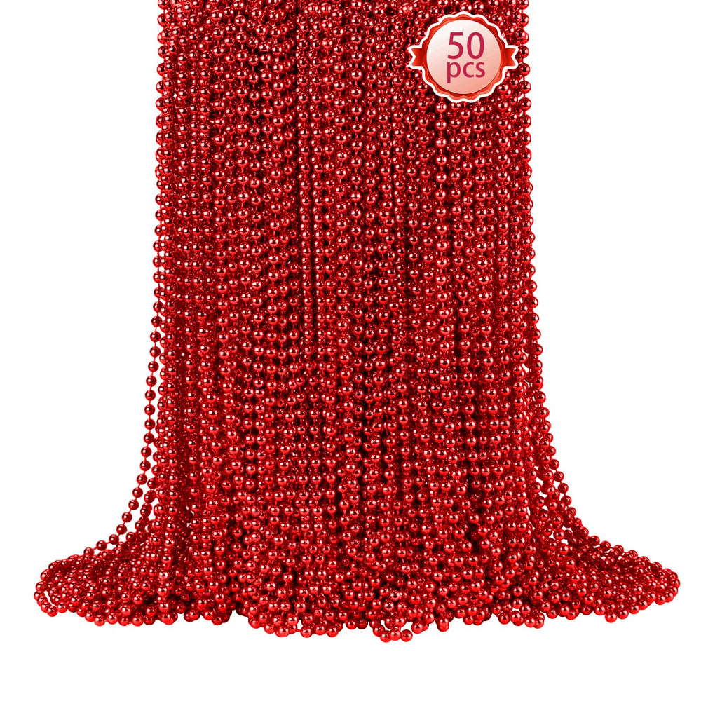 SHAOQINLIN red Mardi Gras beads pack, bright and lightweight for festive parades.