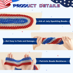 SHAOQINLIN silver patriotic bead necklace close-up highlighting shine for celebrations