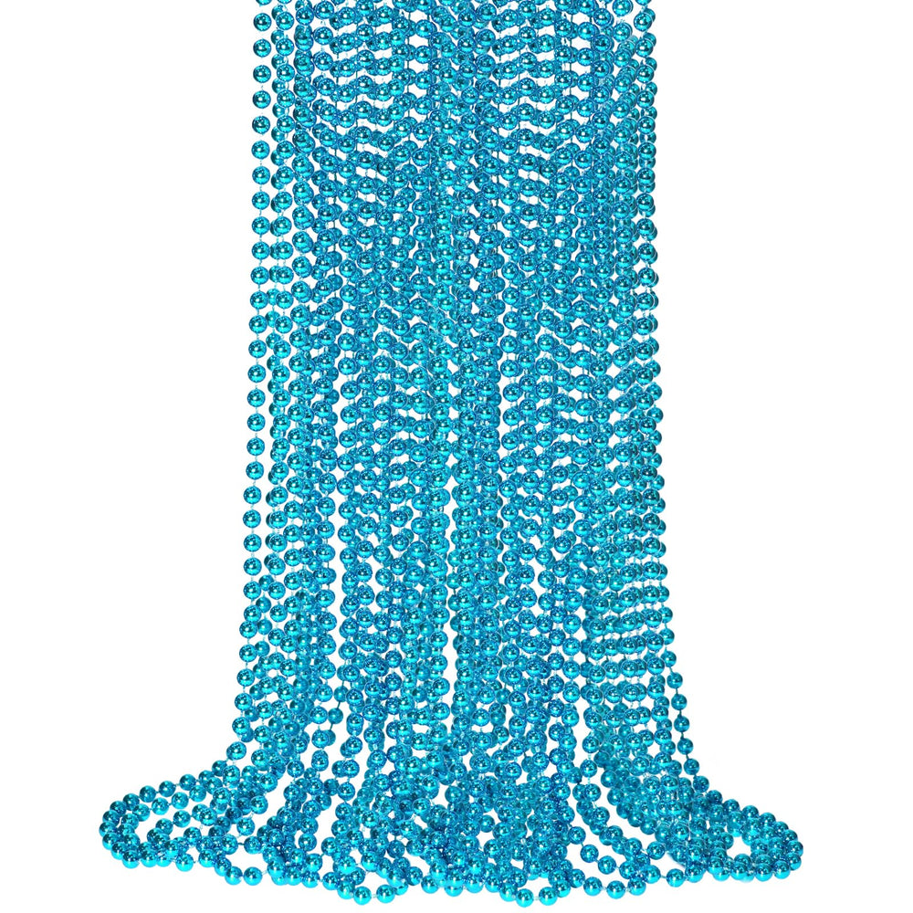 ShaoQinlin teal bead necklaces 12-pack ideal for Mardi Gras and party décor