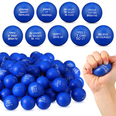 Shappy 72-piece inspirational stress balls in blue pack for daily motivation and stress relief.