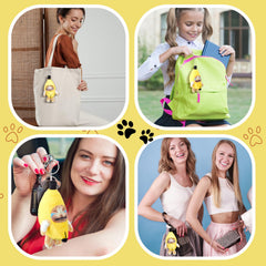 Shappy banana cat keychain hanging chain detail, easy attachment to bags and backpacks
