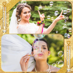 Shappy wedding bubble wands function as elegant party favors.