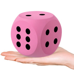 Shappy 3-inch pink foam dice side view for hands-on math learning.