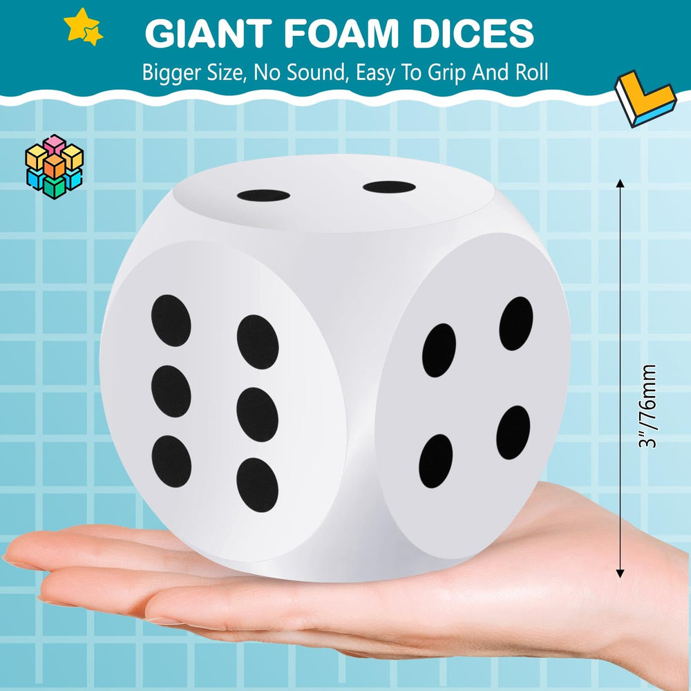 Shappy giant foam dice white, oversized for visual counting and engaging classroom activities.