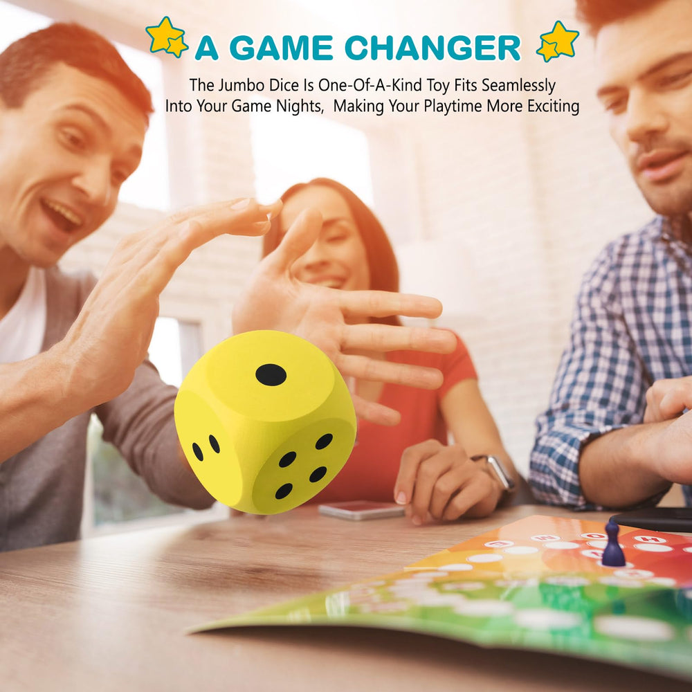 Shappy yellow foam dice makes a versatile gift