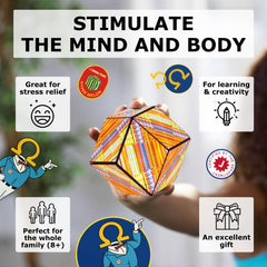 Shashibo demonstrating 100-plus shapes for tactile exploration and focus