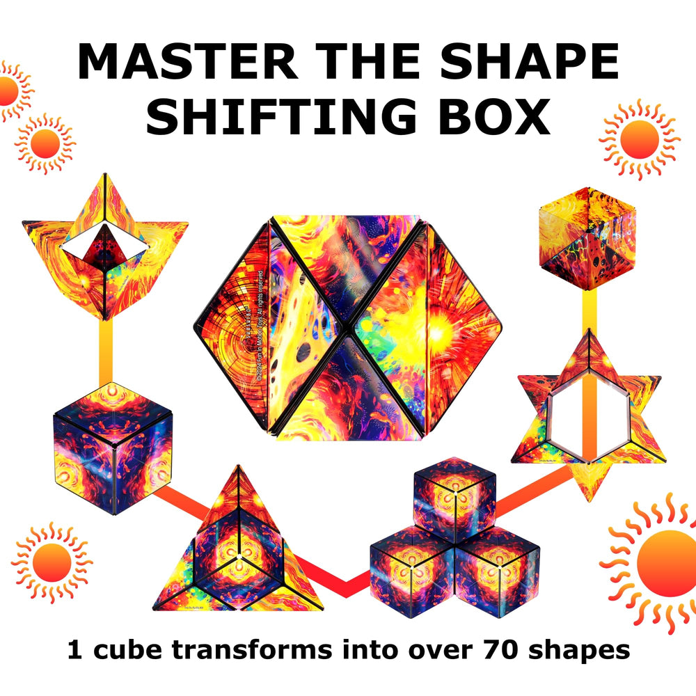 Shashibo click sound magnet toy features satisfying tactile feedback during play