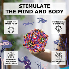 Shashibo compact travel toy visual: portable and quiet for on-the-go focus.