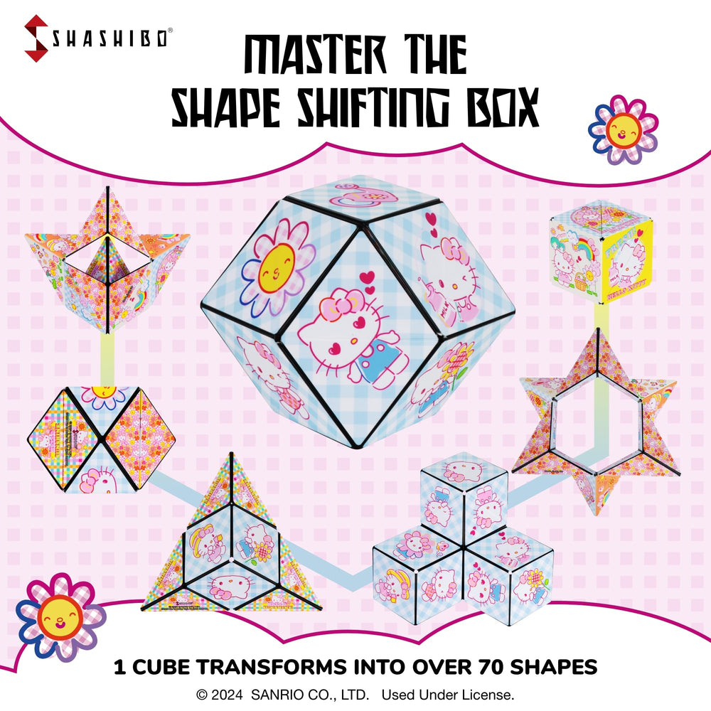 Shashibo Hello Kitty color variants inviting collecting and connecting for bigger sculptures.