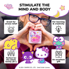 Shashibo Hello Kitty design in action—magnetic cubes joining to form larger shapes.