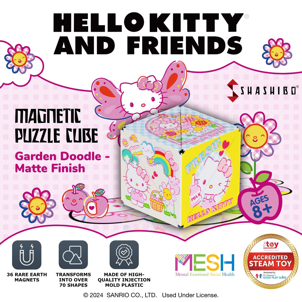 Shashibo Hello Kitty magnetic cubes showing strong magnets for bigger builds.