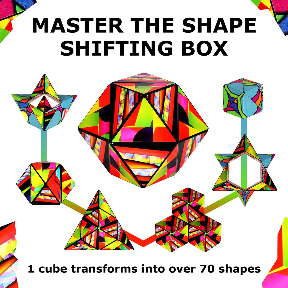 Shashibo magnetic cubes connect to build larger sculptures
