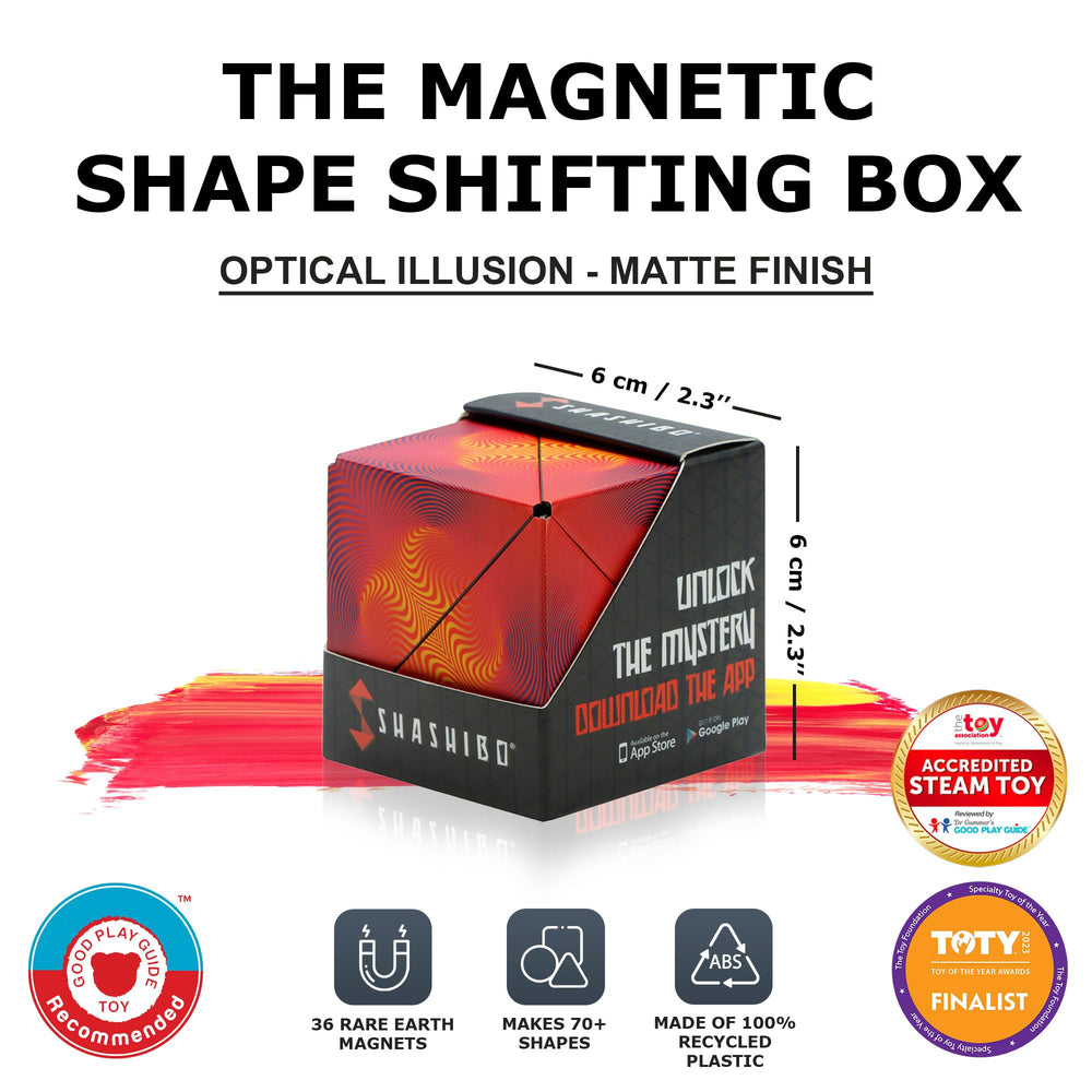Shashibo magnets link cubes to create larger sculptures.