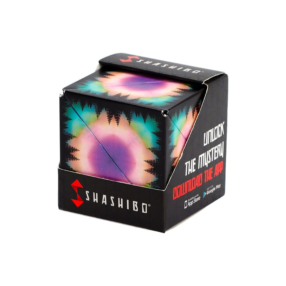 Shashibo Shape Shifting Box with magnet cubes for tactile play.