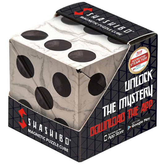 Shashibo shape shifting box in compact form for travel and focus.