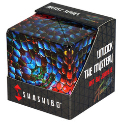 Shashibo Shape Shifting Box in closed form for travel-ready tactile play.