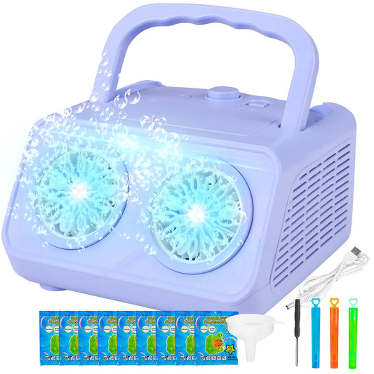 SHCKE automatic bubble machine with two fans for high-output bubbles at outdoor events.