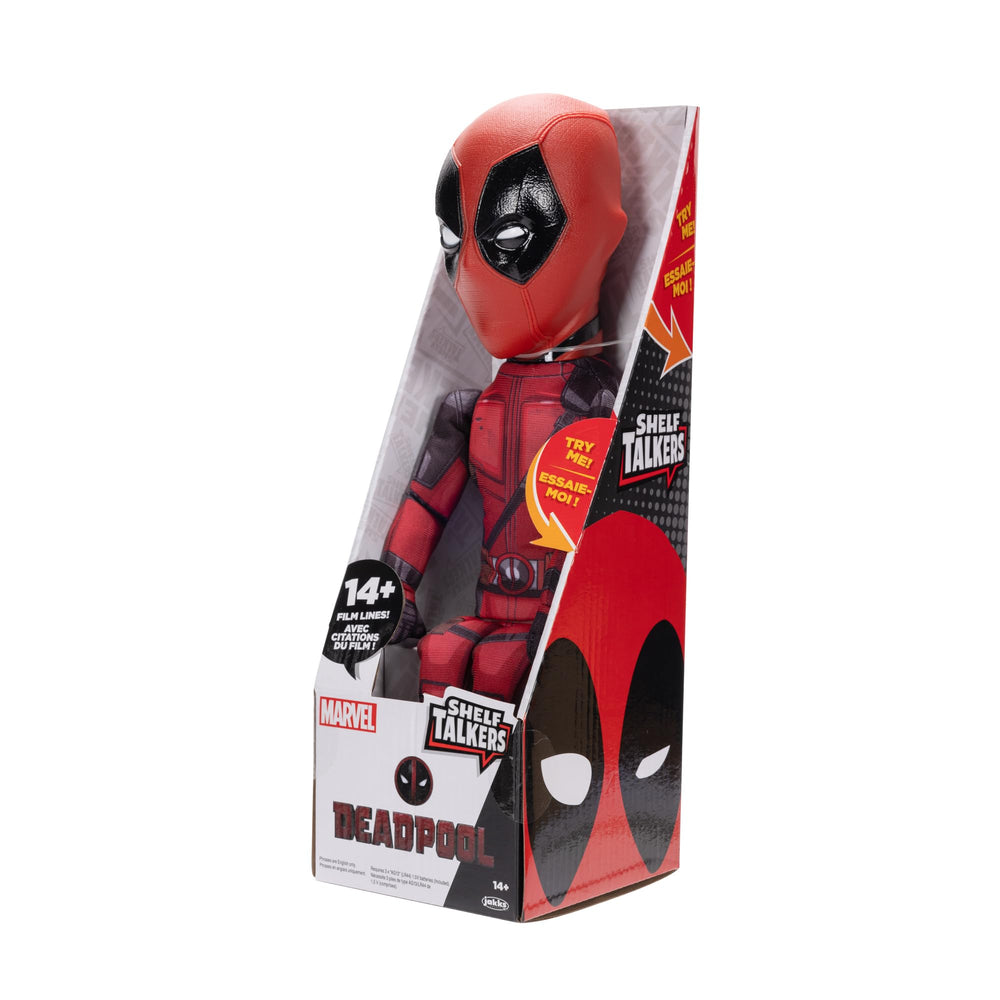 Packaged Shelf Talkers Deadpool collectible emphasizes gift-ready packaging