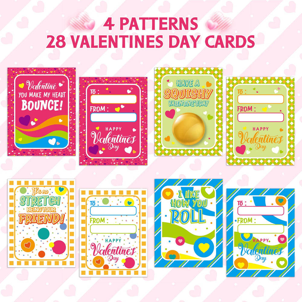 Shemira 28-card set with stretchable balls promises durable, repeatable Valentine's fun.
