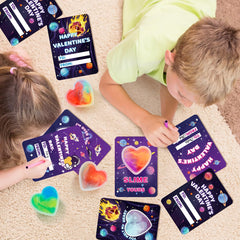 Shemira space-themed valentines card design 3 for class activities