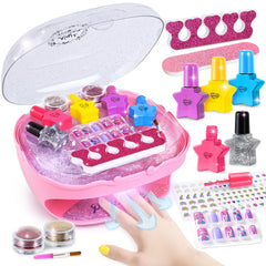Shemira nail polish kit with pink dryer for quick drying and easy storage.