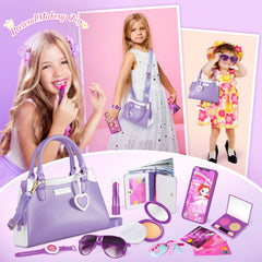 Shemira Play Purse accessories spread with wallet and cards for role play