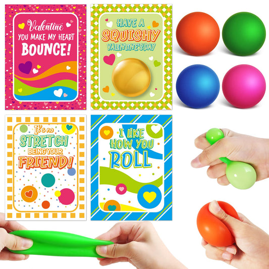 Shemira valentines card with stretchy ball set for classroom exchanges and party favors.