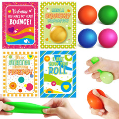 Shemira valentines card with stretchy ball set for classroom exchanges and party favors.