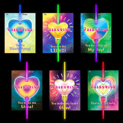 Shemira valentines cards with glow sticks for easy classroom gift exchanges.