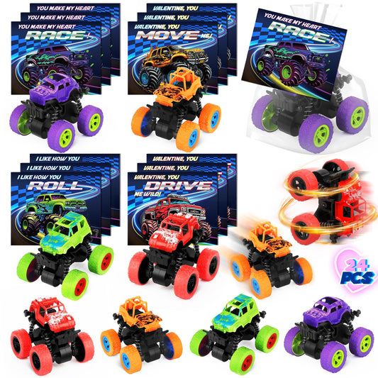 Shemira valentines monster truck toy-pack with colorful trucks for classroom gifts