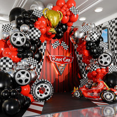 SHERYL DECOR bonus trophy and race car balloons elevate birthday décor