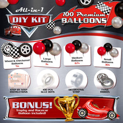 SHERYL DECOR race car wheel balloon adds dynamic table decor