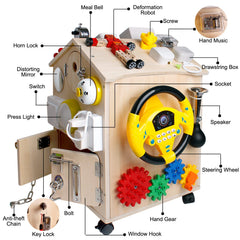 SHIERDU Busy House latches and doors encourage fine motor exploration and problem-solving