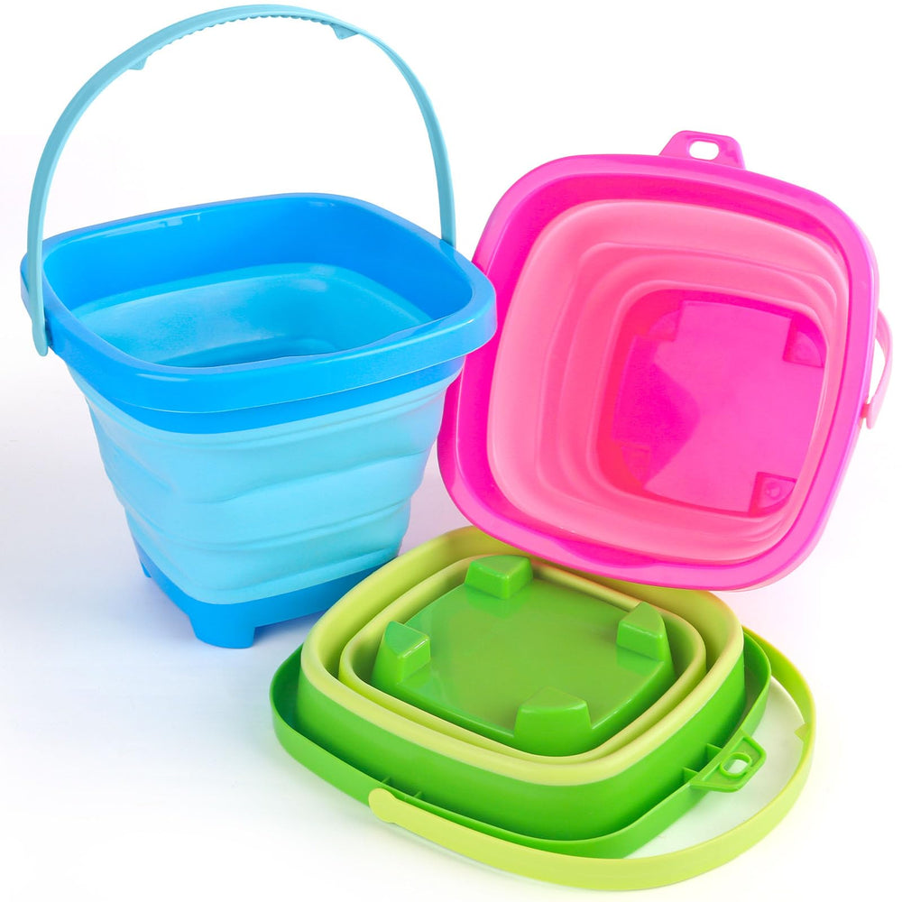 Shindel collapsible blue bucket for beach play and easy storage