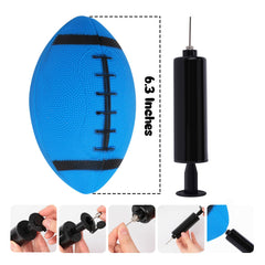 Shindel inflatable football pump with hidden needle assists quick inflation.