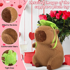 SHINUOER capybara plush with removable turtle backpack for portable comfort.