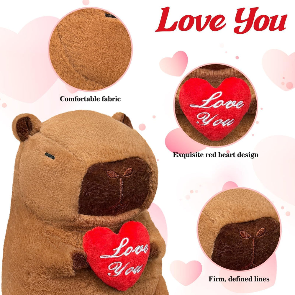 SHINUOER capybara plush heart-holding, a kawaii gift for her or kids.