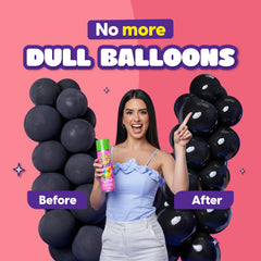Shiny Fiesta waterproof coating protects balloons indoors and outdoors.
