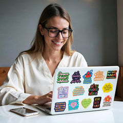 Shizvaeus Spanish decals support positive routines on notebooks and water bottles.