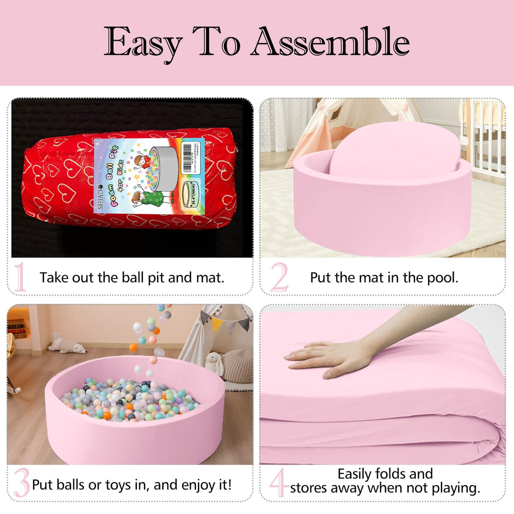 SHJADE ball pit vacuum pack illustrates compact packaging and easy expansion after unboxing.