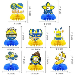 SHONHONG yellow cartoon birthday table topper, double-sided for versatile decor