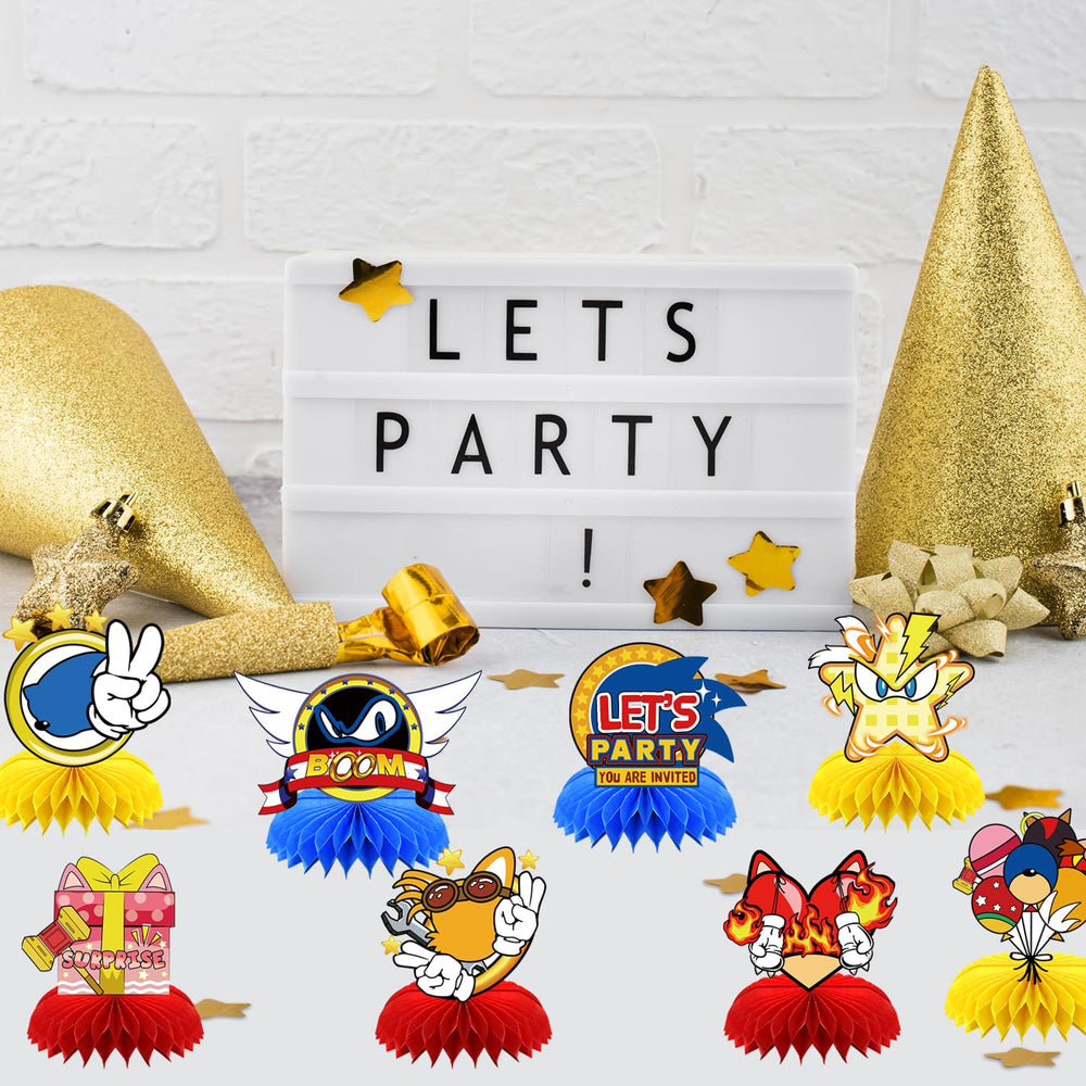 SHONHONG blue hedgehog party decorations for birthdays and classroom events.