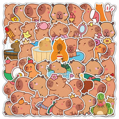 Shouqiuzhonglv kawaii capybara stickers decorate laptops with playful charm