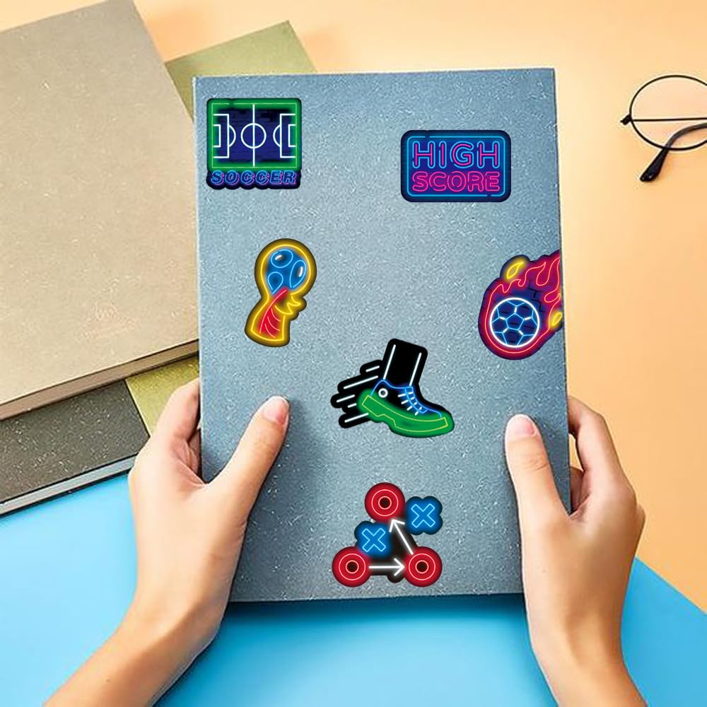 Shouqiuzhonglv neon soccer sticker bundle showcasing diverse designs for teams